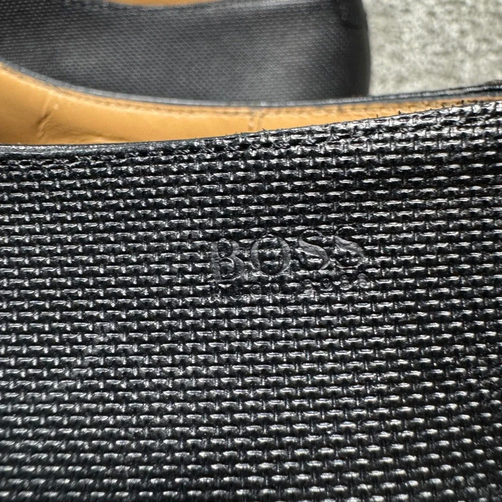 Hugo Boss Derby Shoes Black Micro Textured Leather Made in Italy‎ Mens 11